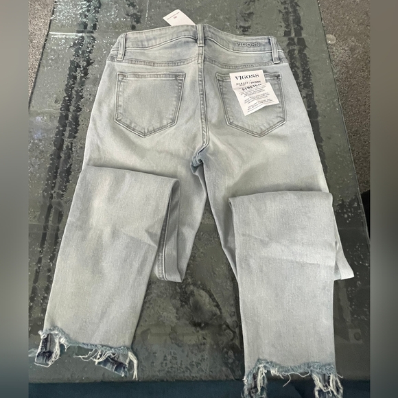 Nwt Vigoss Women's Light Blue Distressed Marley Mid Rise Skinny Jeans Size 26x27 - Picture 2 of 6